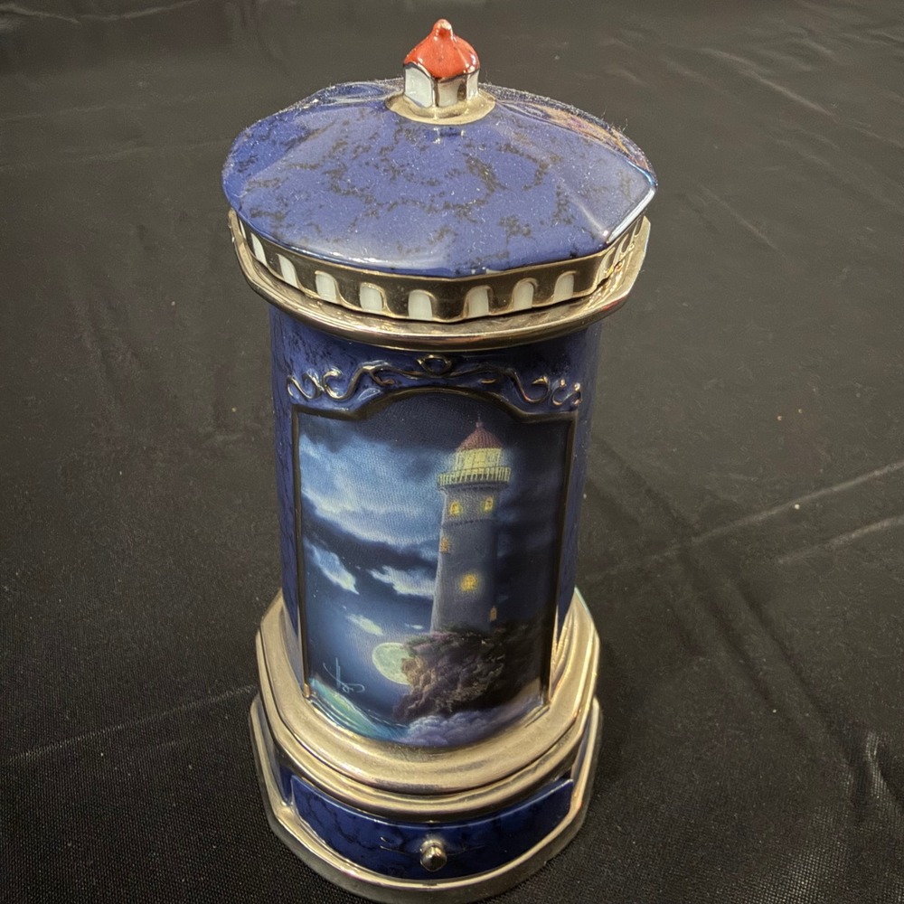 Ardleigh Elliott Guiding Your Way Lighthouse Porcelain Music Box Blue Works